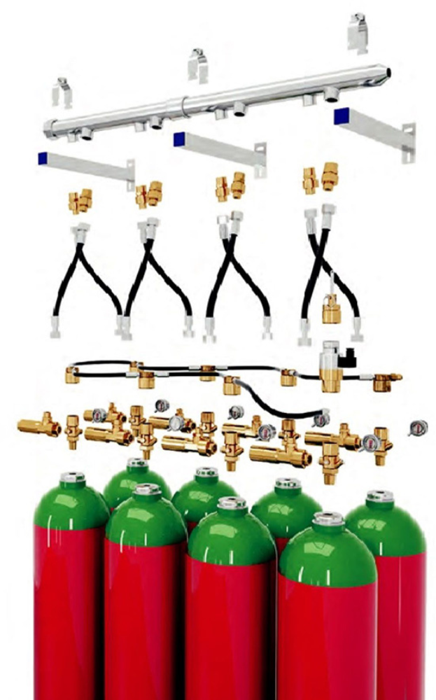 Agnitar Inert Fire Suppression System valve components – precision-engineered discharge and control parts.